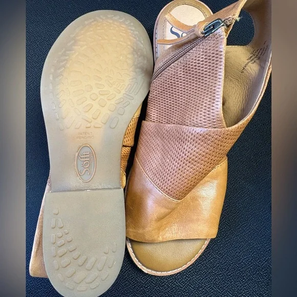 NWOB Sofft Natalia Metallic Taupe Open-Toe Mules in color LUGGAGE, 7 - Picture 4 of 6